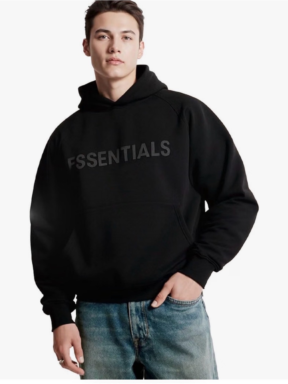 Black essentials hoodie in medium